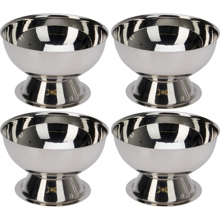 Комплект от 4 чаши за сладолед EH, неръждаема стомана, 9 x 6 см