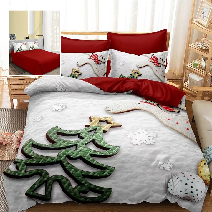 Lenjerie pat finet 3D 6 piese Craciun