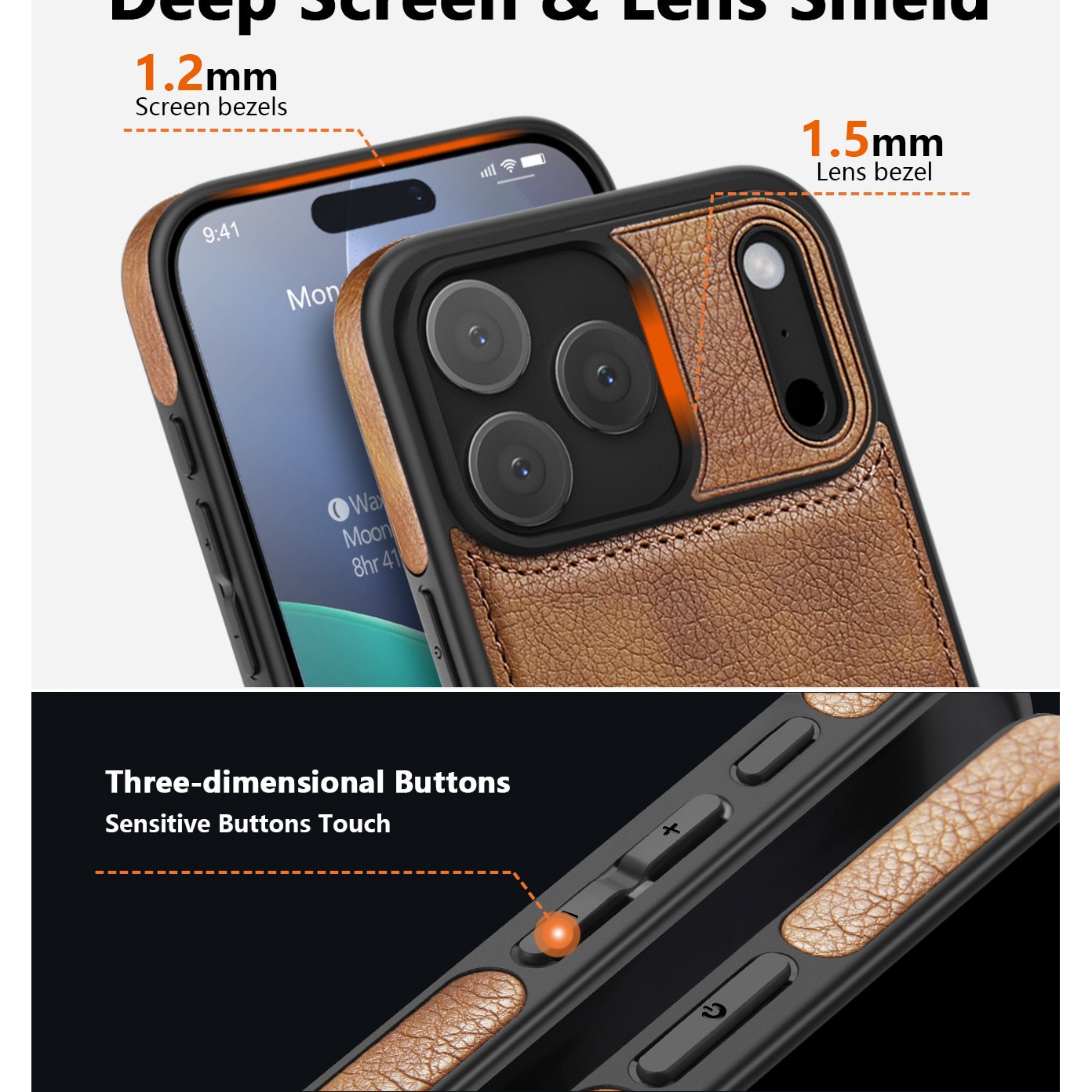 Husa pentru iPhone 17 Pro Max, CloudCradle, Compatibila pentru iPhone 17 Pro Max, din piele premium, eleganta si frumoasa cu design vegan Scut de protectie Maner anti-alunecare Piele cu cusaturi perfecte cu aspect vintage, Maro