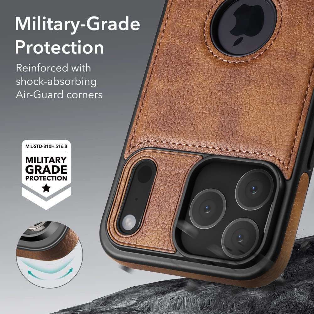 Husa pentru iPhone 17 Pro Max, CloudCradle, Compatibila pentru iPhone 17 Pro Max, din piele premium, eleganta si frumoasa cu design vegan Scut de protectie Maner anti-alunecare Piele cu cusaturi perfecte cu aspect vintage, Maro