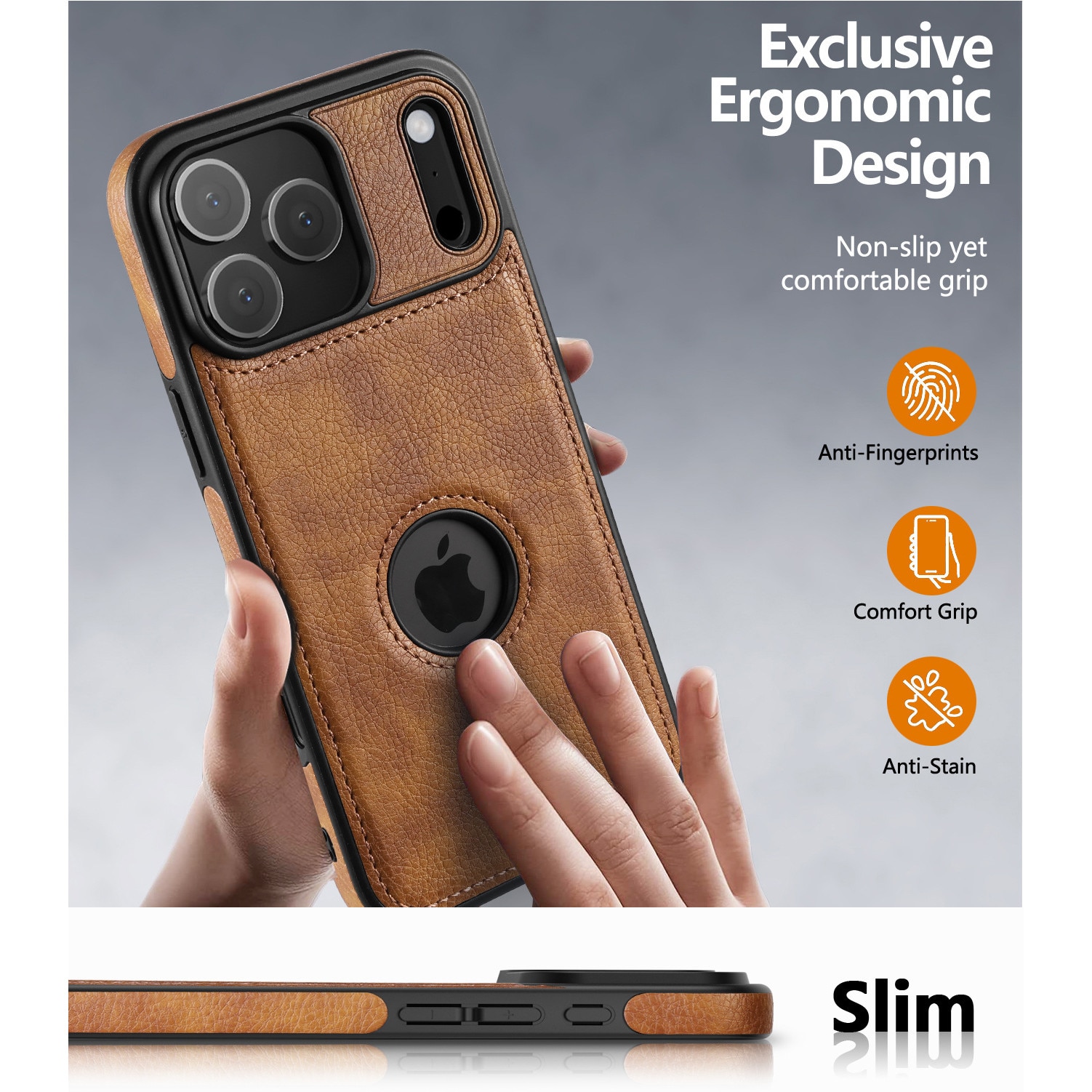 Husa pentru iPhone 17 Pro Max, CloudCradle, Compatibila pentru iPhone 17 Pro Max, din piele premium, eleganta si frumoasa cu design vegan Scut de protectie Maner anti-alunecare Piele cu cusaturi perfecte cu aspect vintage, Maro