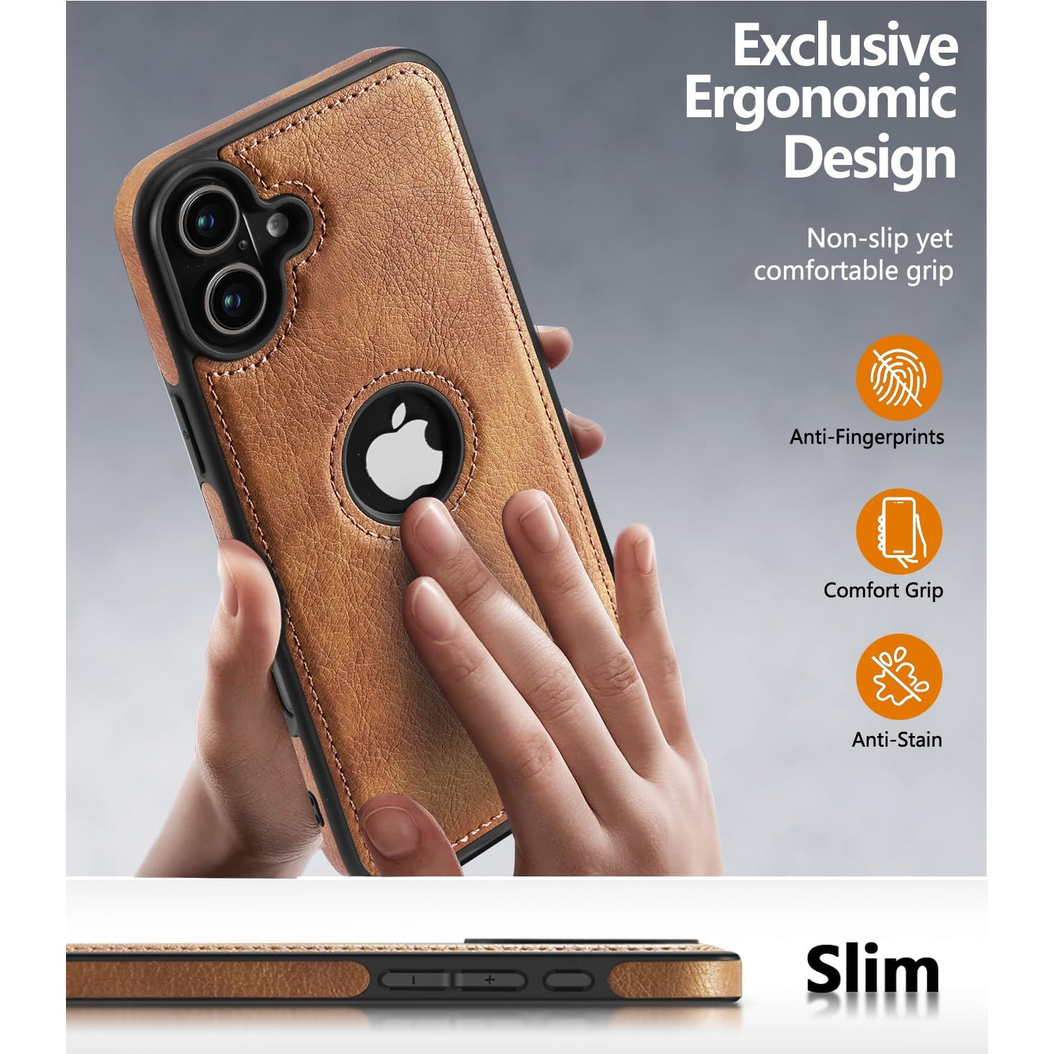 Husa pentru iPhone 17, CloudCradle, Compatibila pentru iPhone 17, din piele premium, eleganta si frumoasa cu design vegan Scut de protectie Maner anti-alunecare Piele cu cusaturi perfecte cu aspect vintage, Maro