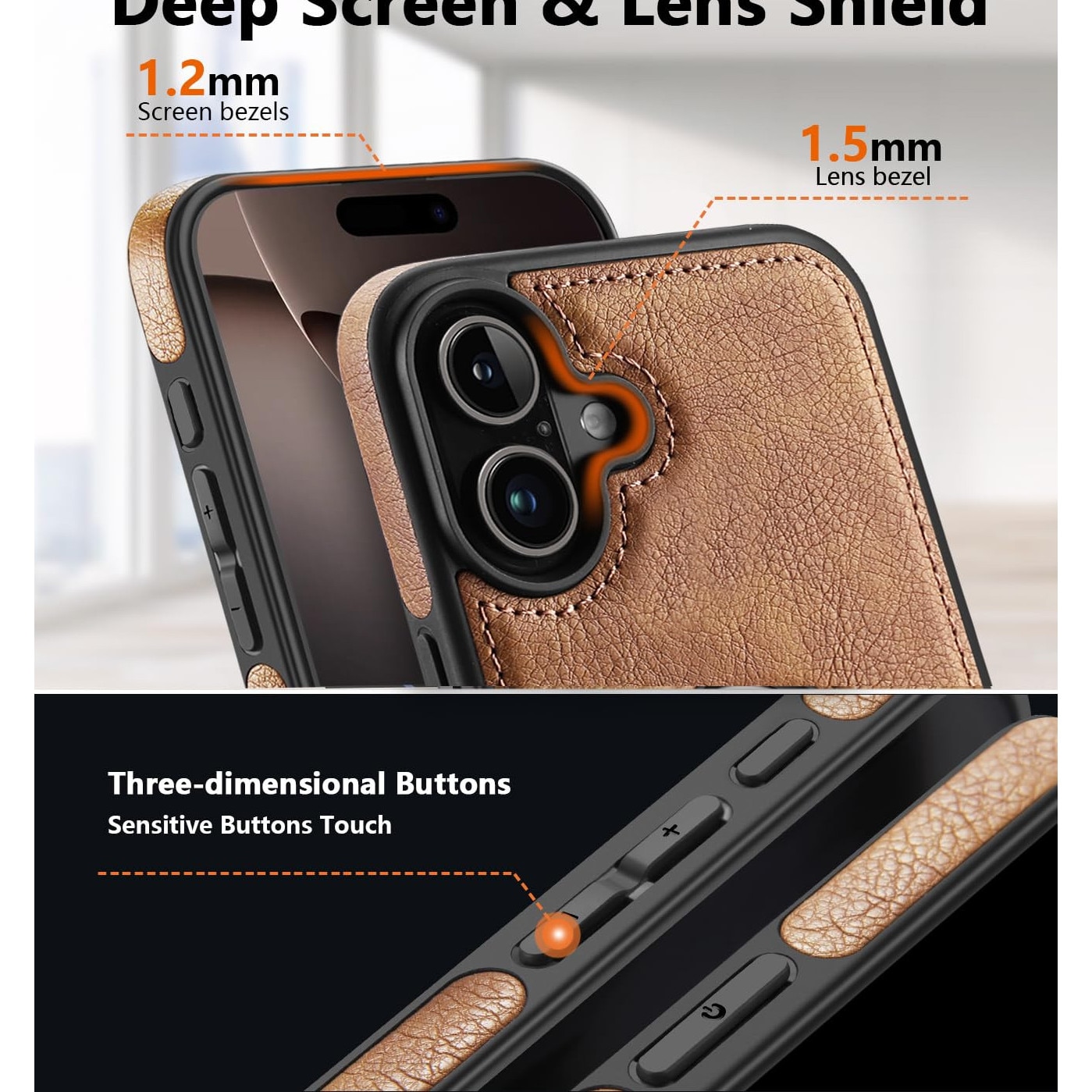 Husa pentru iPhone 17, CloudCradle, Compatibila pentru iPhone 17, din piele premium, eleganta si frumoasa cu design vegan Scut de protectie Maner anti-alunecare Piele cu cusaturi perfecte cu aspect vintage, Maro