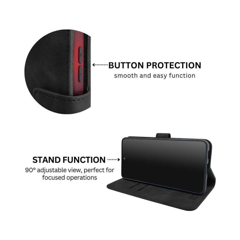 Husa de protectie tip carte CENTO Lima compatibila cu Honor 400 Smart, Negru, Premium, Piele ecologica, Inchidere magnetica, Protectie Sporita, Anti soc, Anti zgarieturi, Functie de stand