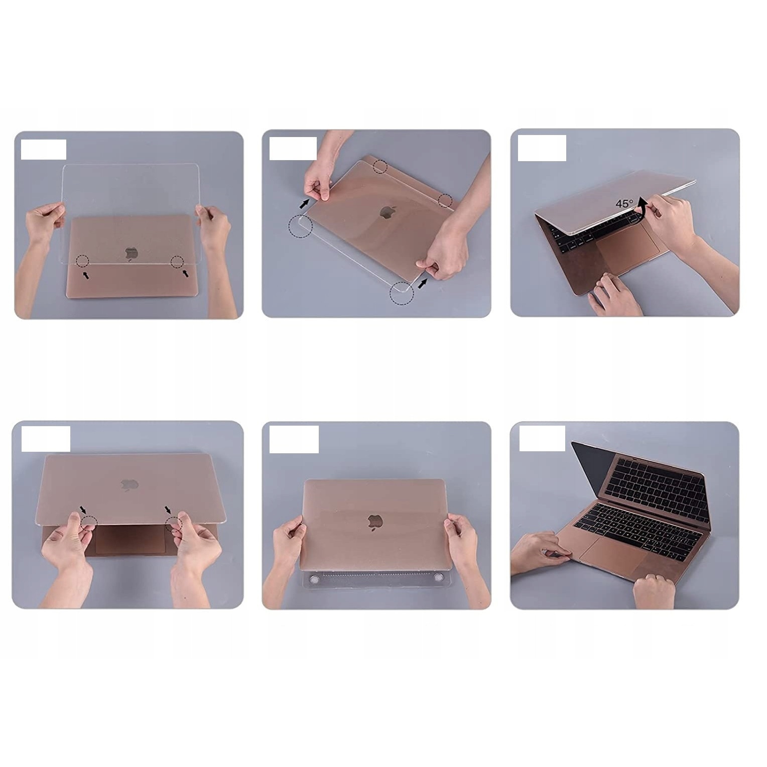 Husa rigida EtuiTab pentru MacBook Air 15 M2 2023 / Air M3 2024, transparenta, acces usor la sloturi, dimensiuni 15x10x1cm