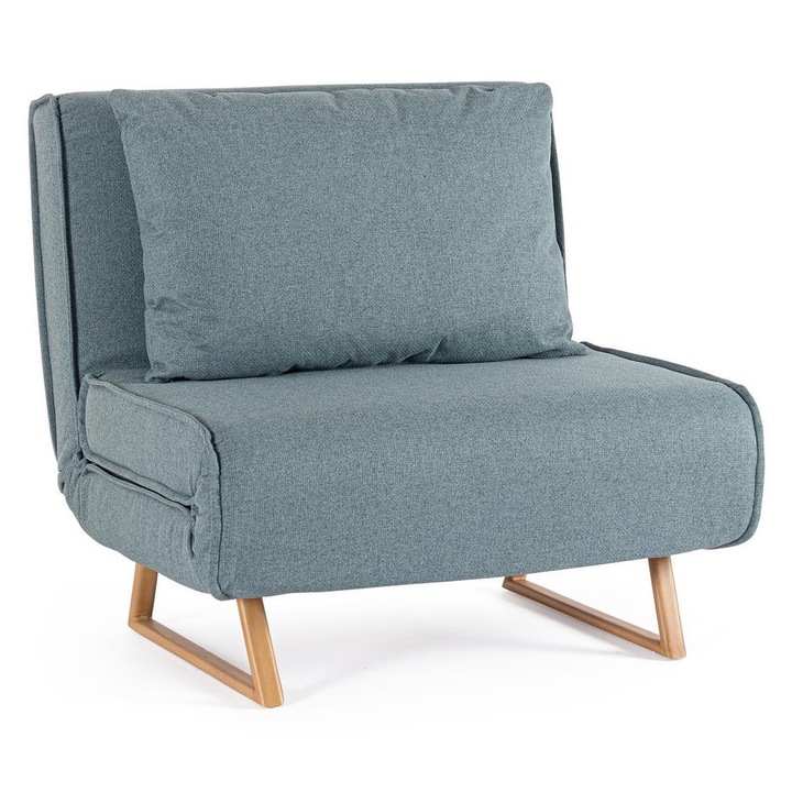 Фотьойл, разтегателен, синьо легло, памук, 90x86x88h