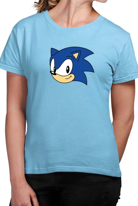 Tricou dama SONIC the Hedgehog OPT Sonic Face, Albastru deschis