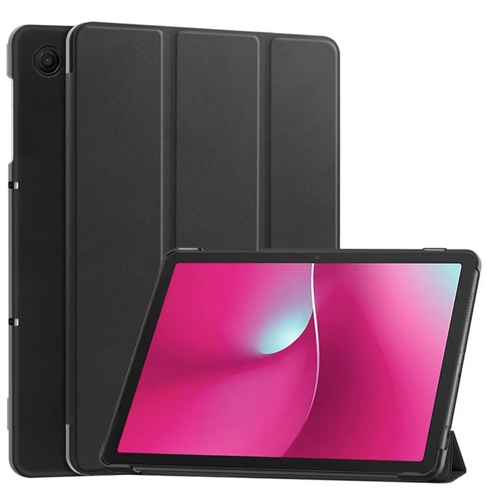 Husa de protectie EtuiTab pentru T-Mobile T Tablet 2 5G 10,1", neagra, din piele ecologica si plastic, cu suport