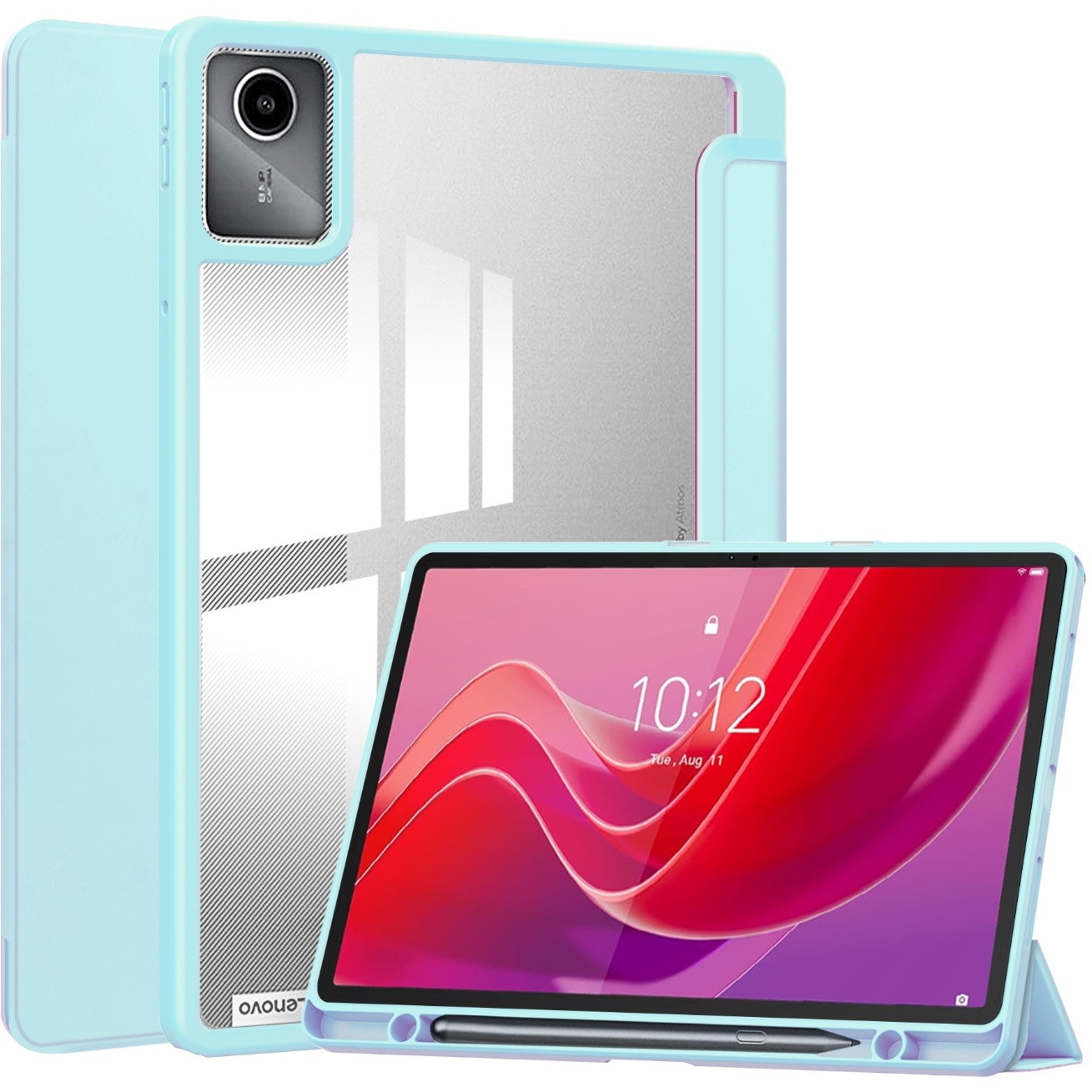 Husa transparenta EtuiTab pentru Lenovo Idea Tab ZAFR0378PL 11", cu suport pentru stylus, albastru, din plastic de inalta calitate
