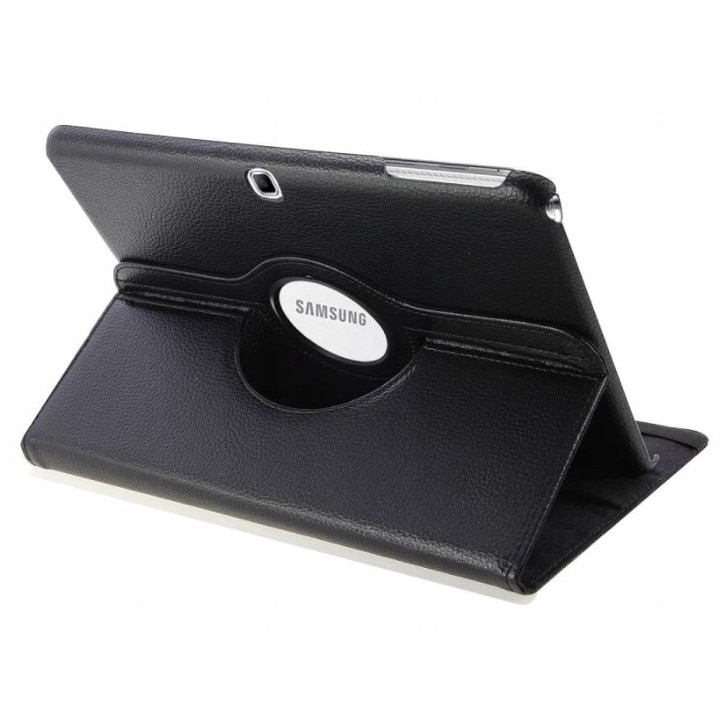 Husa 360 grade EtuiTab pentru Samsung Galaxy Tab 4 10.1, neagra, din piele ecologica, suport ajustabil
