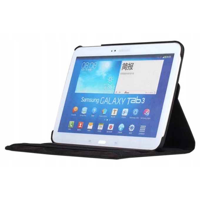 Husa 360 grade EtuiTab pentru Samsung Galaxy Tab 4 10.1, neagra, din piele ecologica, suport ajustabil