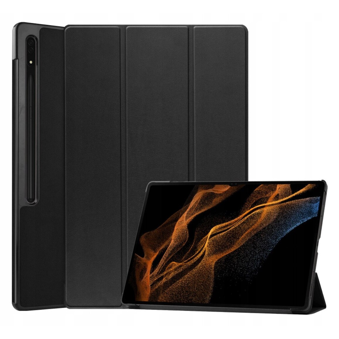 Husa tableta EtuiTab pentru Samsung Galaxy Tab S8+ Plus 12,4", ecologica, cu suport, microfibra, neagra