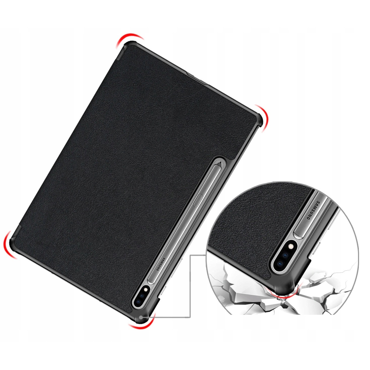Husa tableta EtuiTab pentru Samsung Galaxy Tab S8+ Plus 12,4", ecologica, cu suport, microfibra, neagra