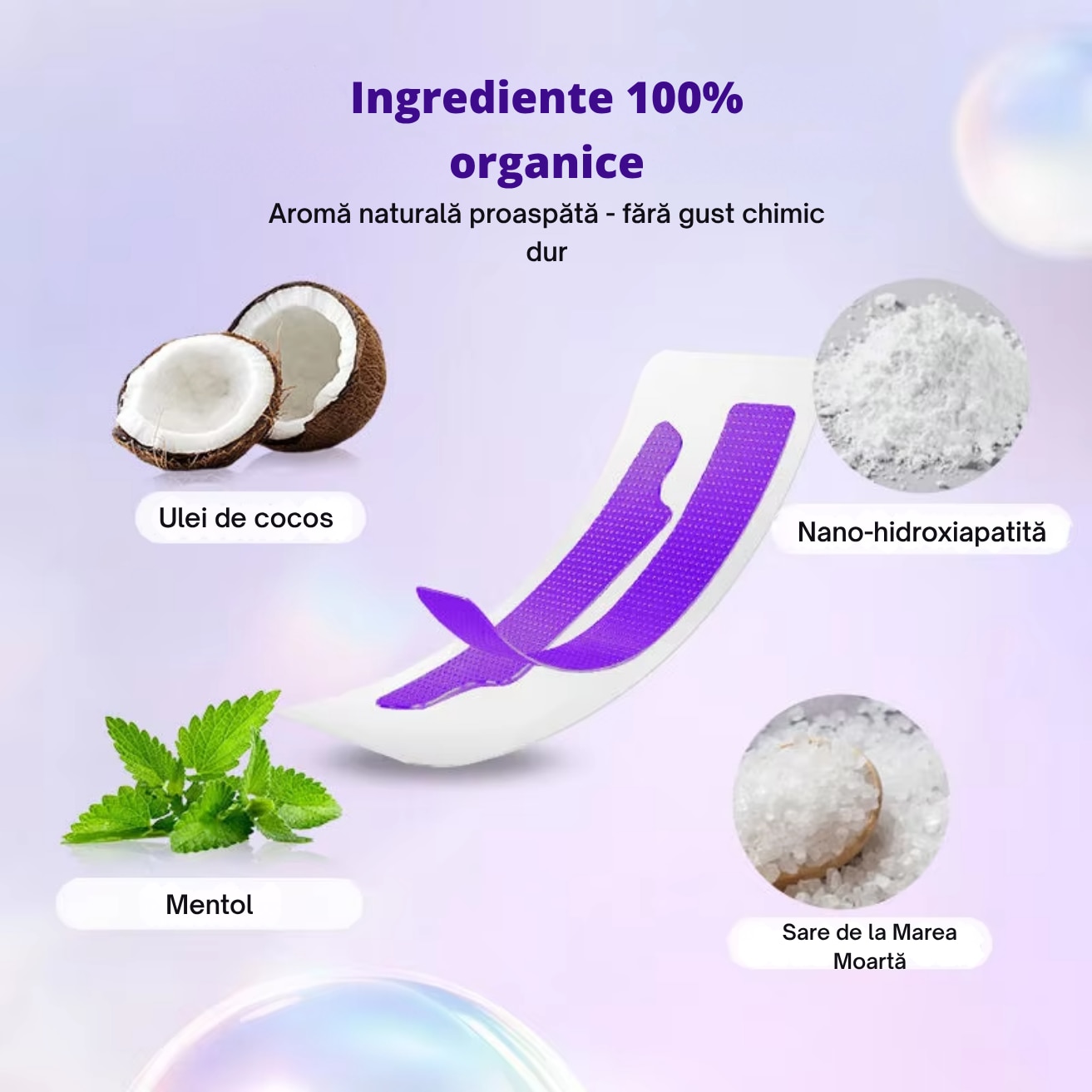 PACHET COMPLET ALBIRE DINTI - Benzi Albire dinti + pasta mov cadou - imagine 6
