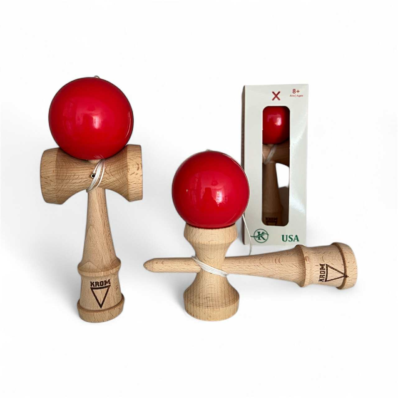 Kendama Krom interactiva GIA'S WORLD, rosie, lemn, cu ata de
