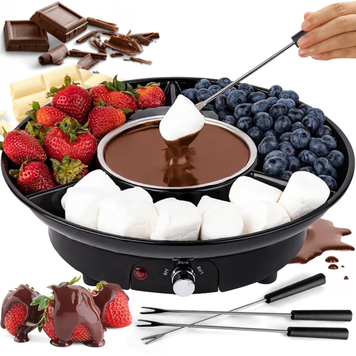 Set De Fondue, Tressino,4 furculite lungi, Design ergonomic, perfect pentru carne, branzeturi si ciocolata, Material rezistent, Detasabil, usor de curatat, Ideal pentru petreceri si mese romantice, neagra