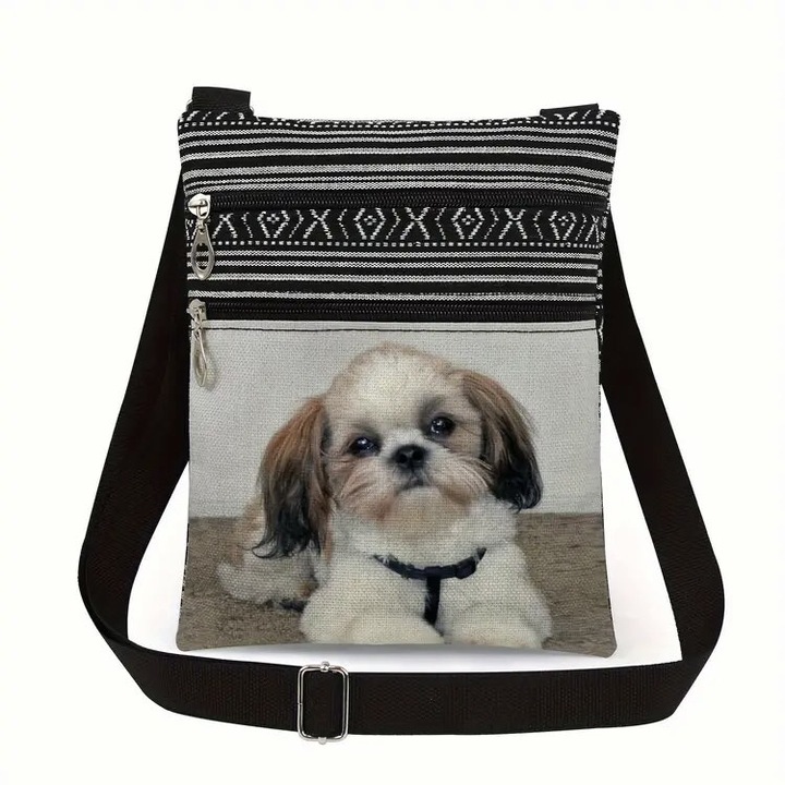 Táska, kistáska, válltáska, shitzu kutya motívum, nem csak gyerek, kitűnő ajándék, 19x23,5 cm #13