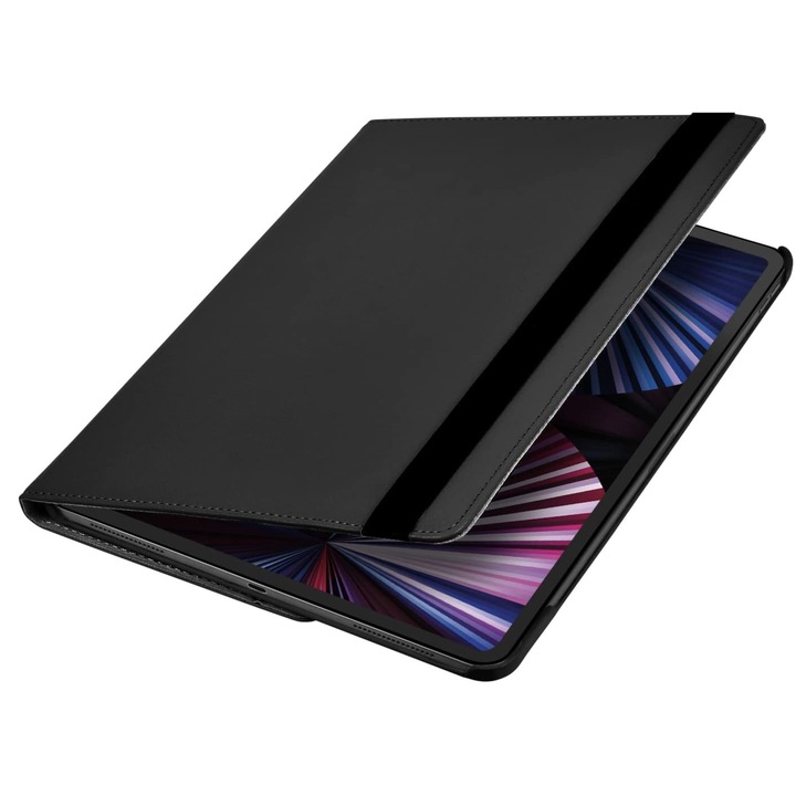 Husa 360 pentru tableta EtuiTab, compatibila cu Apple iPad 10.9 10 GEN 2022 / iPad 11 A16 11 GEN 2025, neagra, din piele ecologica