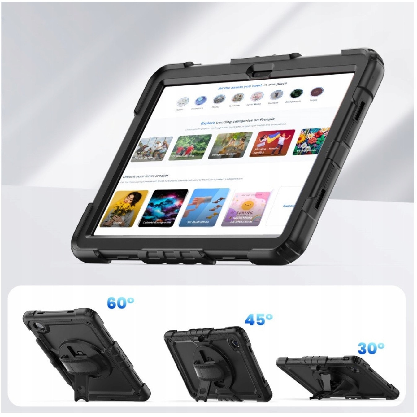 Husa tableta EtuiTab pentru LENOVO Idea Tab ZAFR0378PL 11", TPU si policarbonat, cu curea de umar, suport integrat