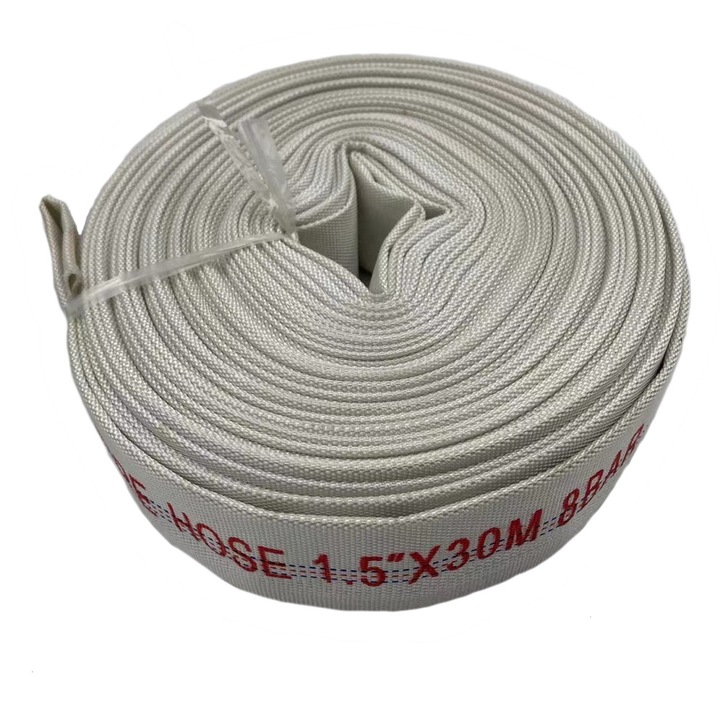 Furtun apa motopompa panzat alb pompier 1.5 toli, 30m, 8 bar, fara mufe