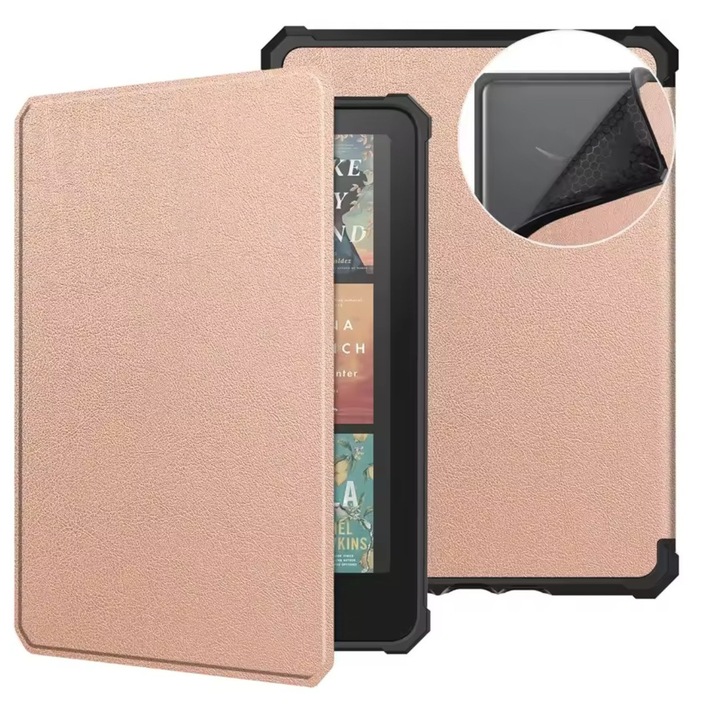 Husa de protectie EtuiTab SiliCover pentru Kindle Paperwhite 6 (2024), aur roz, 18x13,2cm