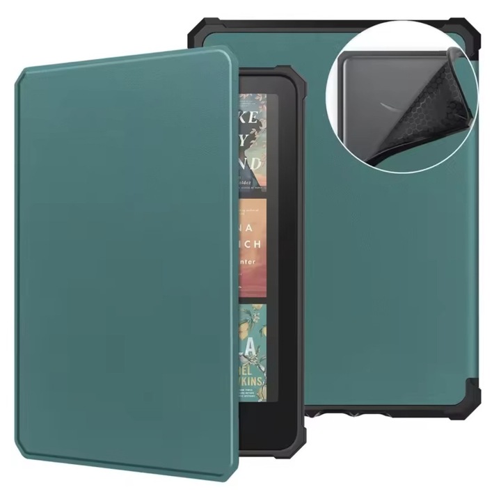 Husa de protectie EtuiTab SiliCover pentru Kindle Paperwhite 6 (2024), verde, 18x13,2cm, Auto Sleep/Wake