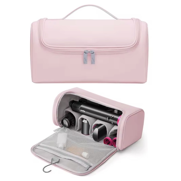 Husa de calatorie EtuiTab pentru uscator de par Dyson, roz, compartimente dedicate, design compact