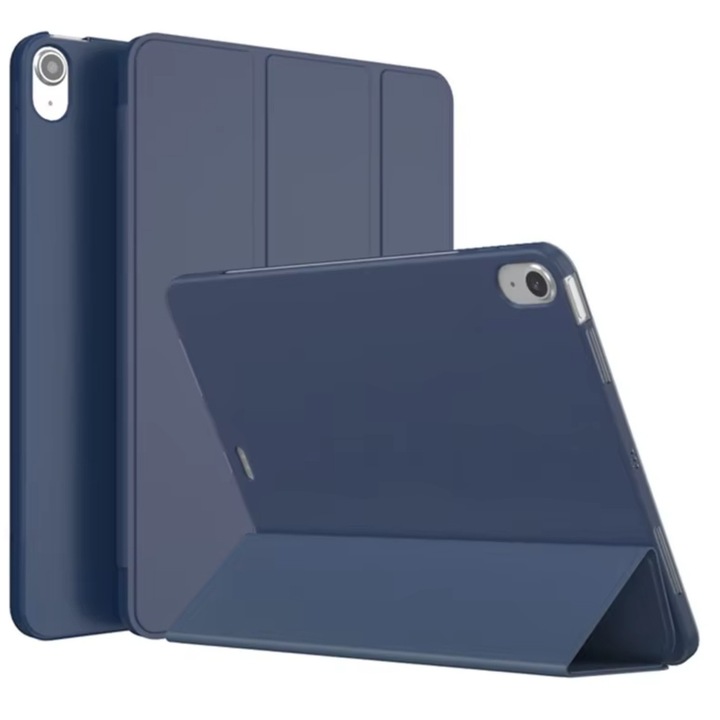 Husa cu clapeta pentru iPad 10,9" (generatia a 10-a, 2022) / iPad 11" A16 (generatia a 11-a, 2025), Dark Blue, design subtire, suport pliabil