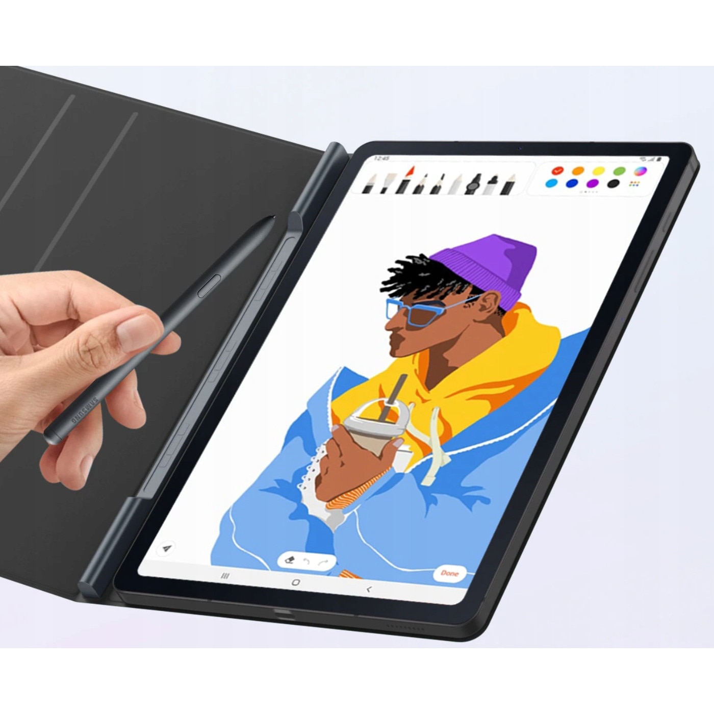 Husa magnetica EtuiTab pentru tableta Samsung Tab S6 Lite 10.4, gri, cu suport pentru stylus