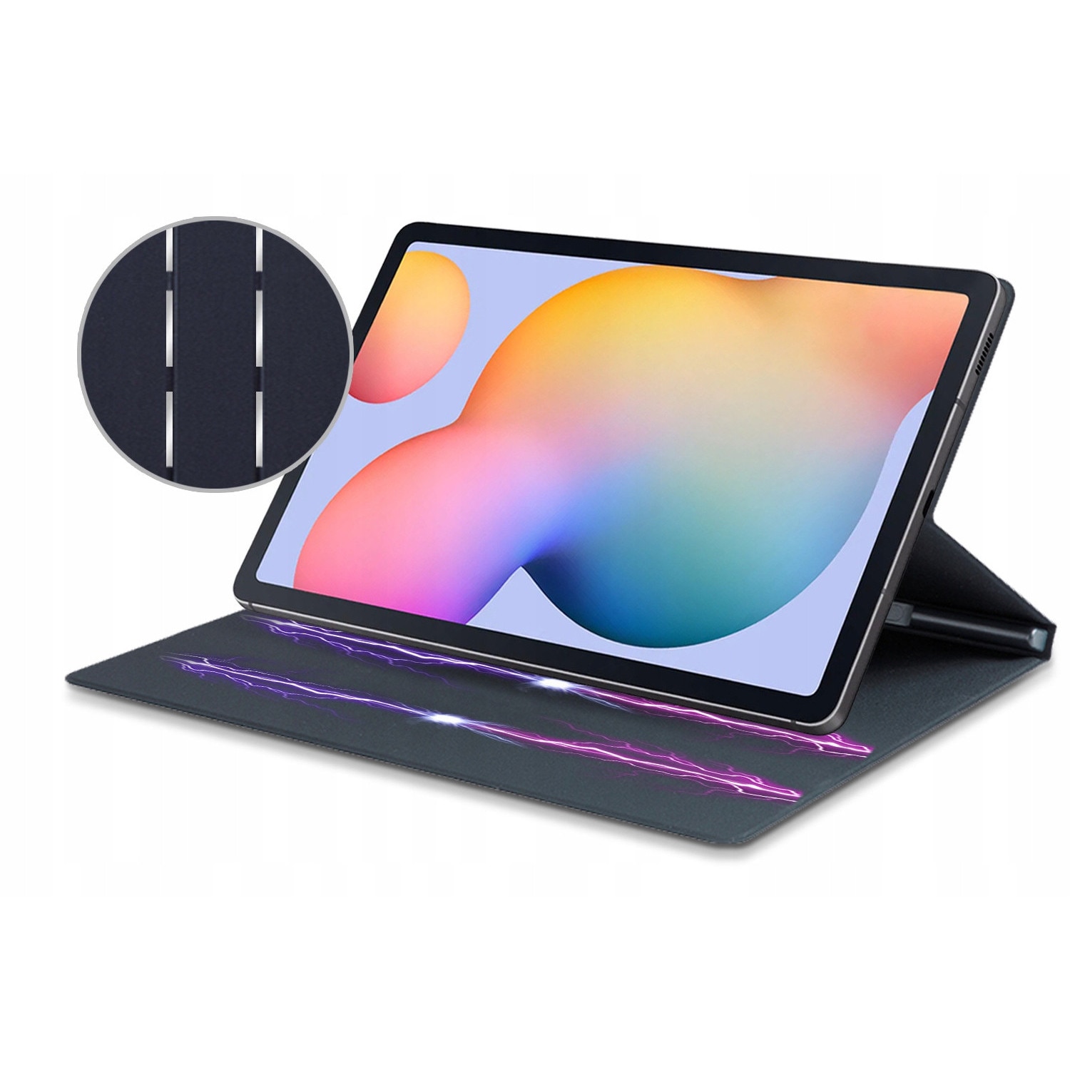 Husa magnetica EtuiTab pentru tableta Samsung Tab S6 Lite 10.4, gri, cu suport pentru stylus