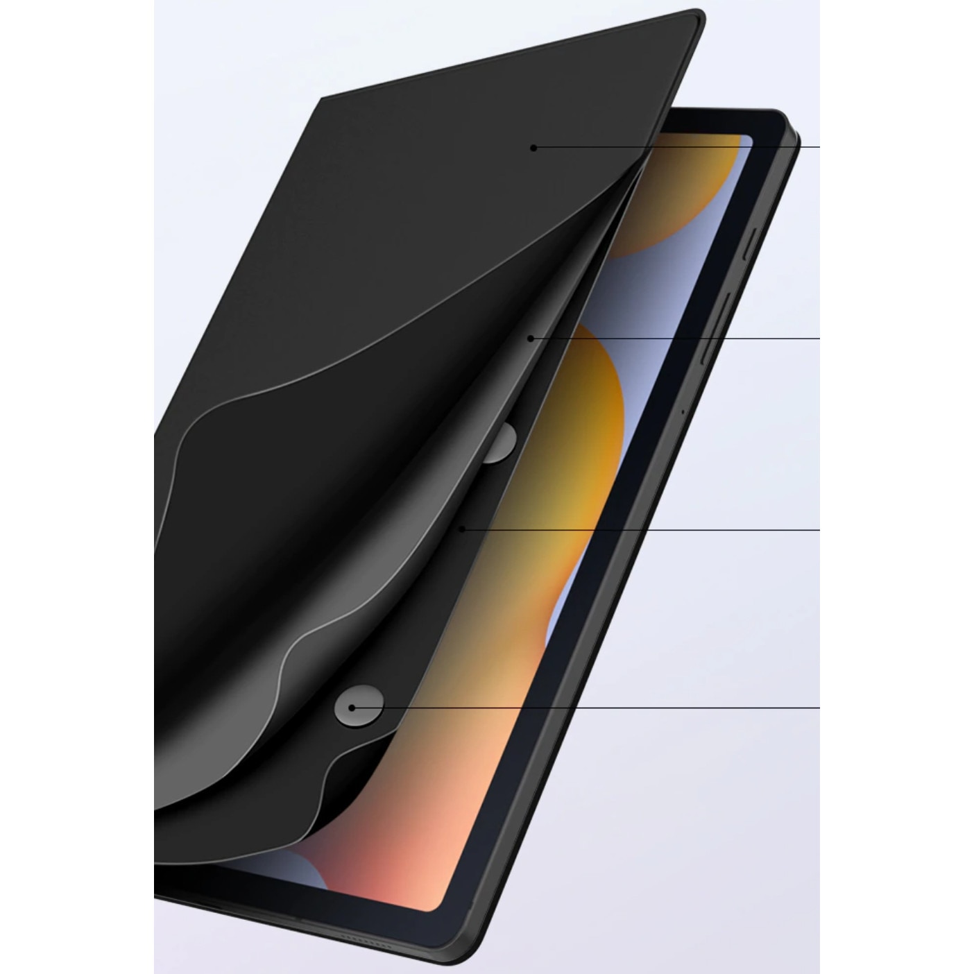 Husa magnetica EtuiTab pentru tableta Samsung Tab S6 Lite 10.4, gri, cu suport pentru stylus