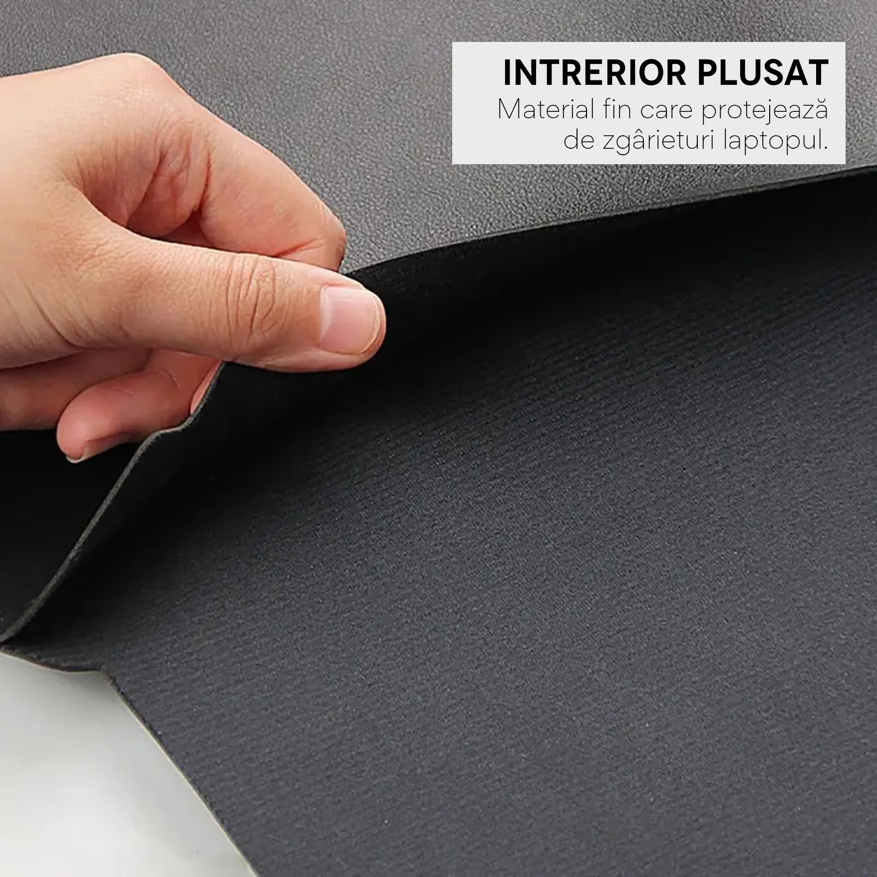 Husa pentru MacBook Pro/Air sau Laptop 15 inch Sleeve din piele PU premium cu mouse-pad inclus, rezistenta la apa, Fearmbrace, negru