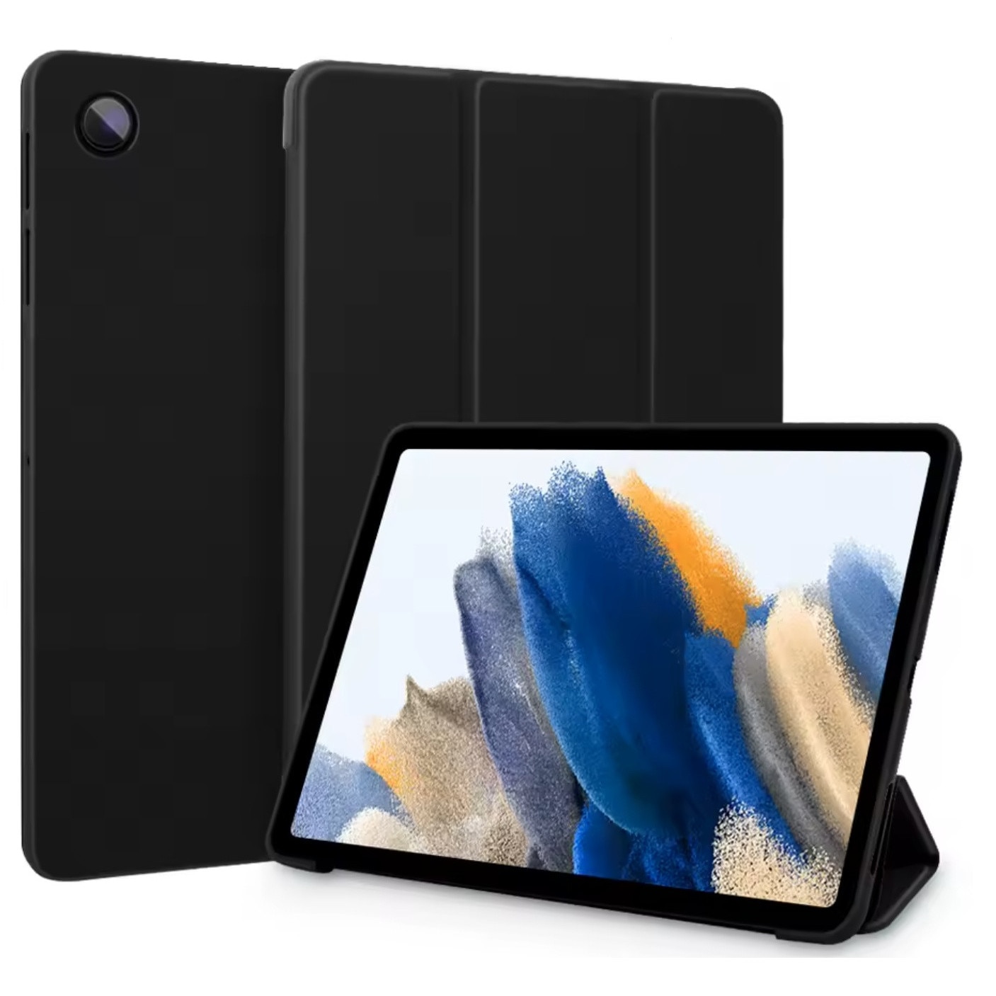 Husa flip EtuiTab pentru SAMSUNG GALAXY TAB A9 8,7" 2023, suport triplu pliabil, piele PU, negru