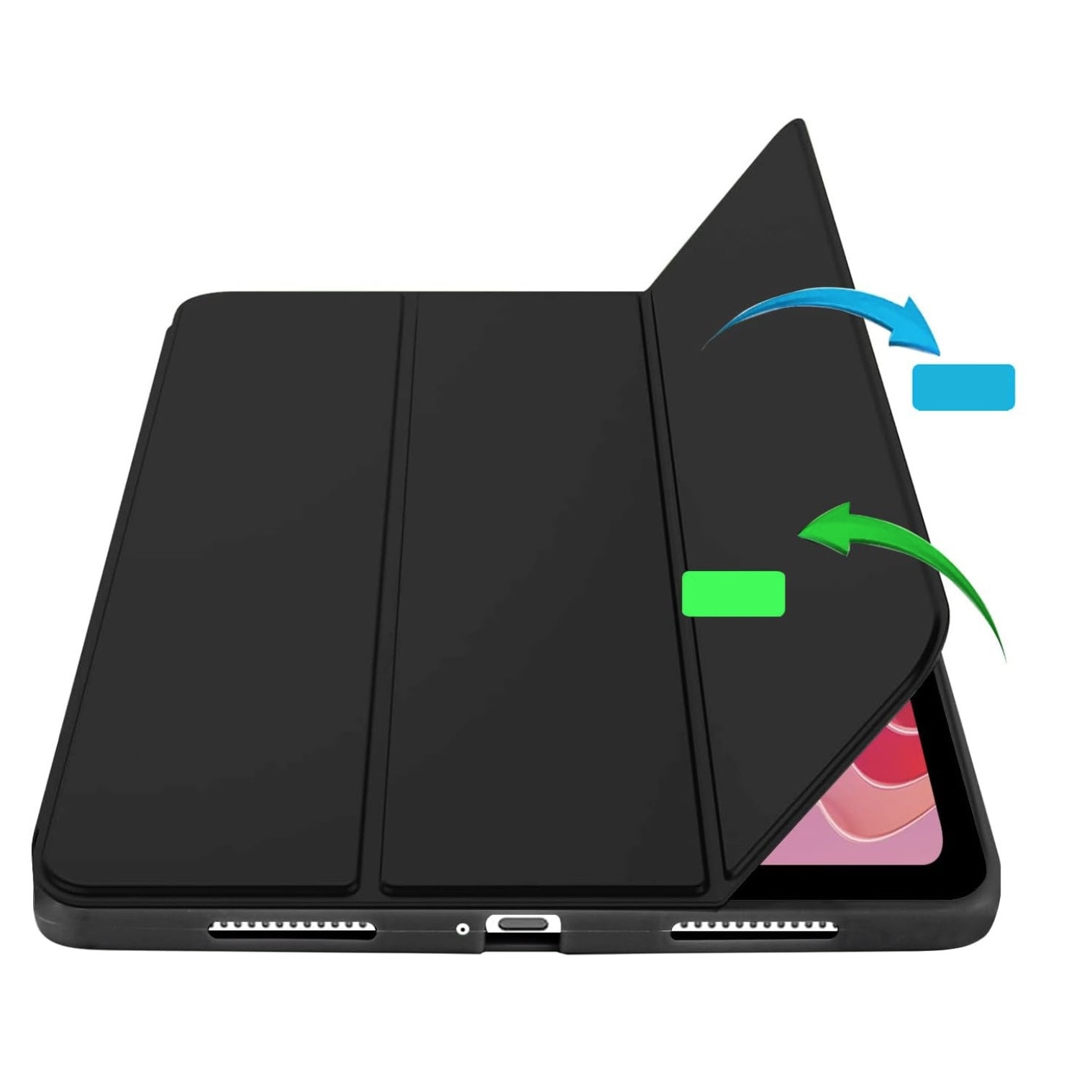 Husa flip EtuiTab pentru SAMSUNG GALAXY TAB A9 8,7" 2023, suport triplu pliabil, piele PU, negru