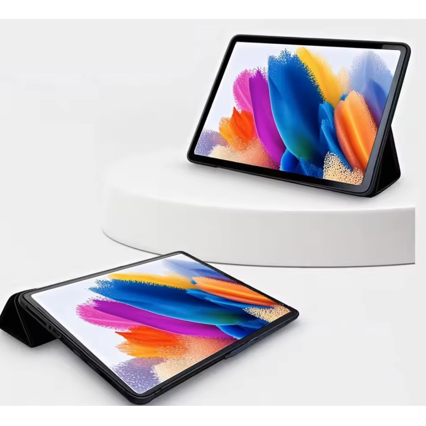 Husa flip EtuiTab pentru SAMSUNG GALAXY TAB A9 8,7" 2023, suport triplu pliabil, piele PU, negru