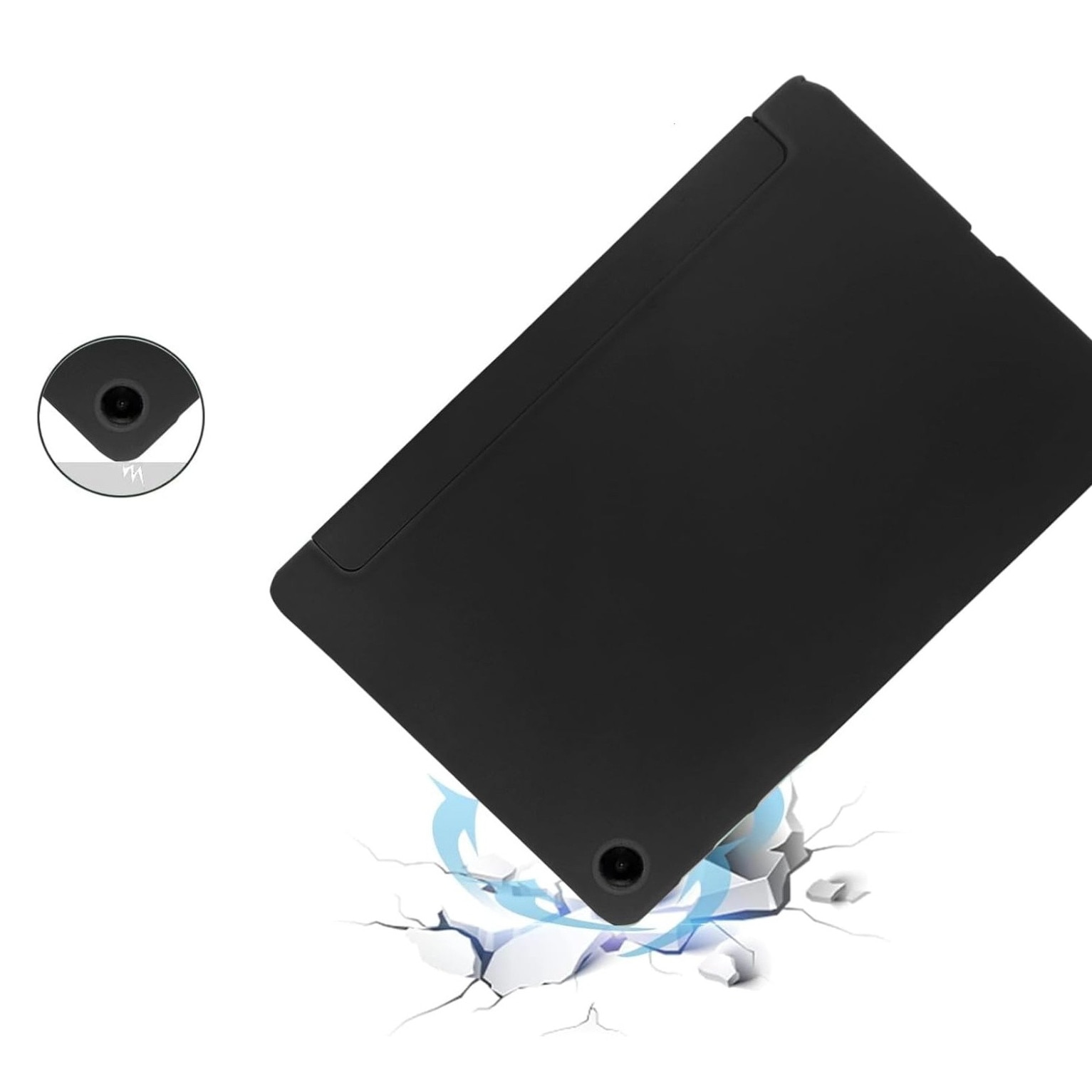 Husa flip EtuiTab pentru SAMSUNG GALAXY TAB A9 8,7" 2023, suport triplu pliabil, piele PU, negru