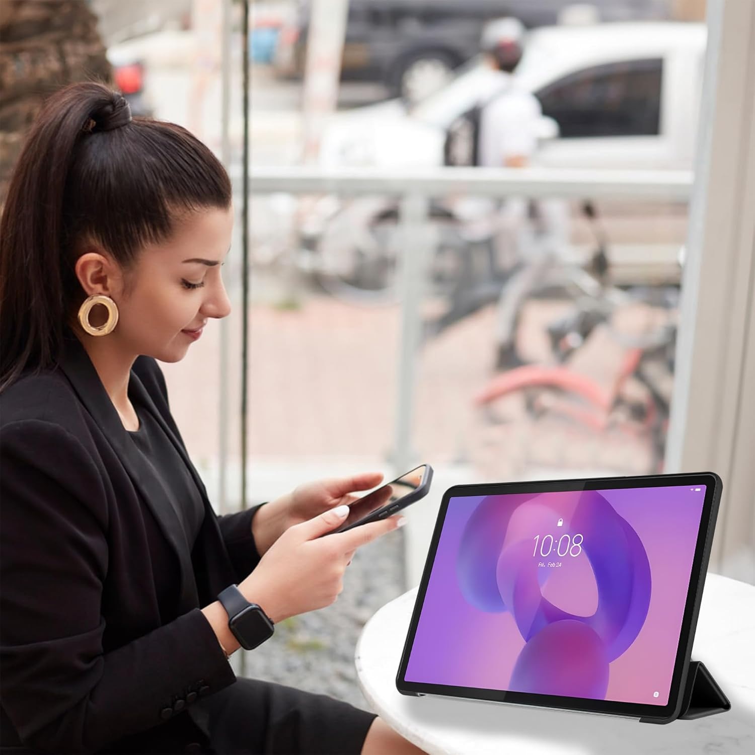 Husa cu clapeta EtuiTab pentru Lenovo Idea Tab Pro 12.7", verde, design subtire, protectie eficienta
