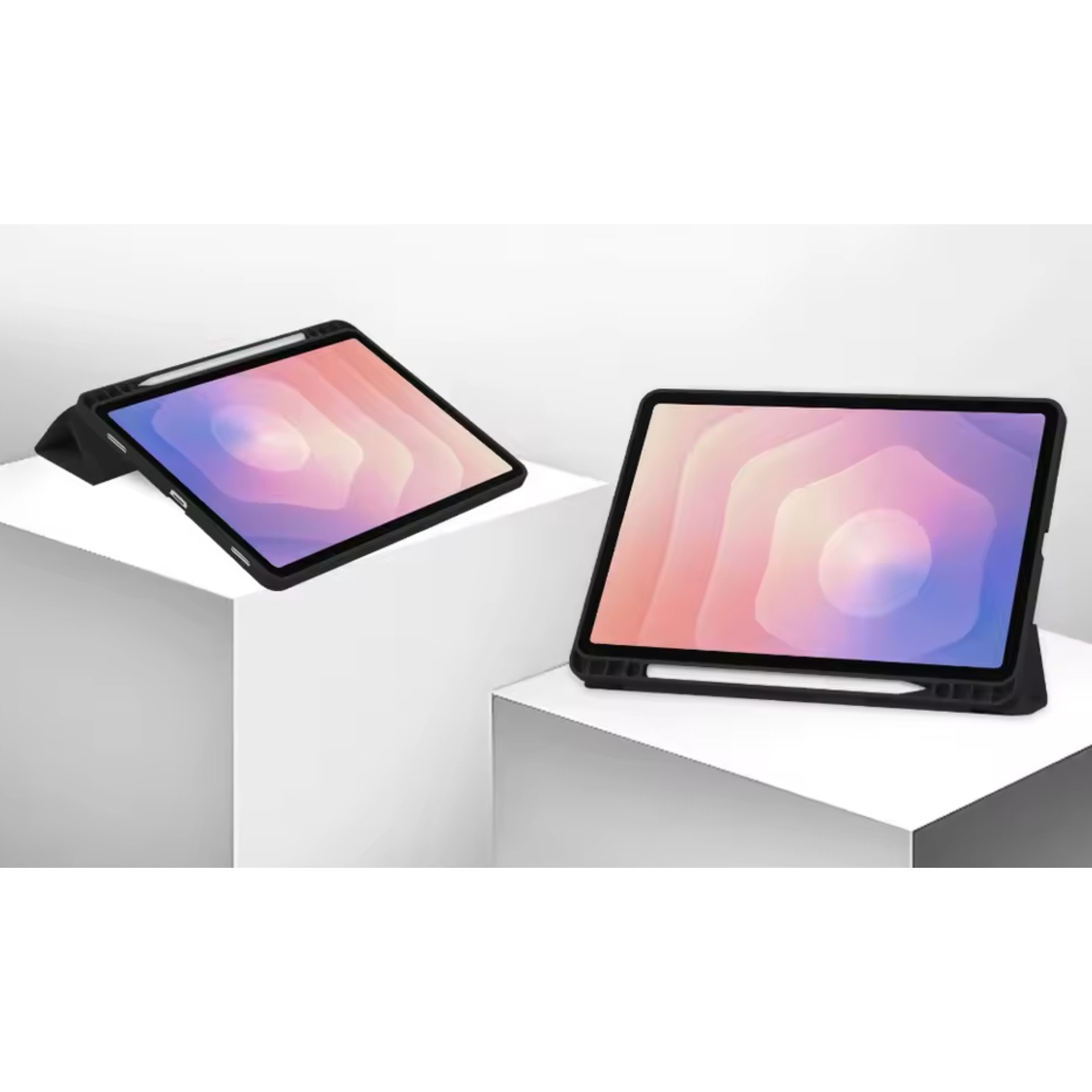 Husa tableta EtuiTab pentru Samsung Galaxy Tab S11 11", neagra, din piele ecologica si plastic, cu suport pentru stylus