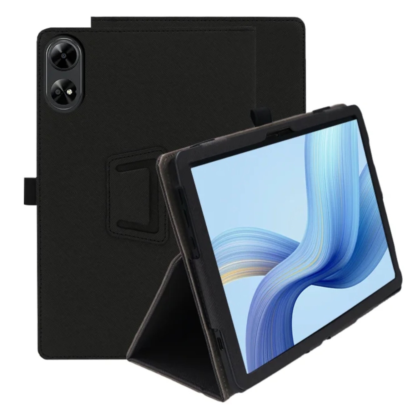 Husa pentru tableta EtuiTab, DOOGEE Tab G6+ PLUS 11", neagra, din piele ecologica si policarbonat, cu suport si maner integrat