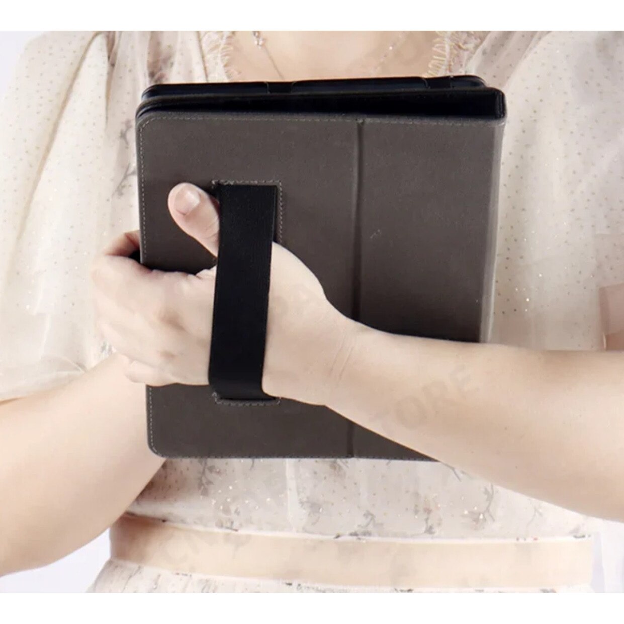 Husa pentru tableta EtuiTab, DOOGEE Tab G6+ PLUS 11", neagra, din piele ecologica si policarbonat, cu suport si maner integrat