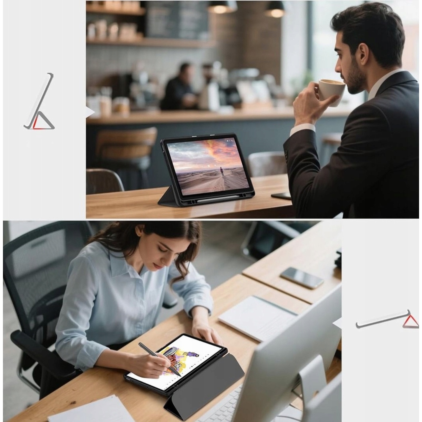 Etui pentru tableta EtuiTab, Lenovo IdeaTab 11", negru, protectie completa, suport pentru SC Pen