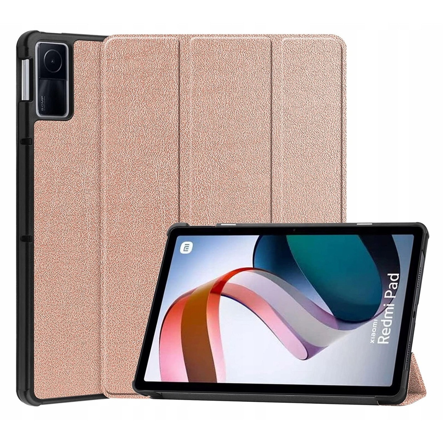 Etui Slim Cover pentru tableta Xiaomi Redmi Pad 10.6 2022, ecologic, roz-gold, cu functie de suport