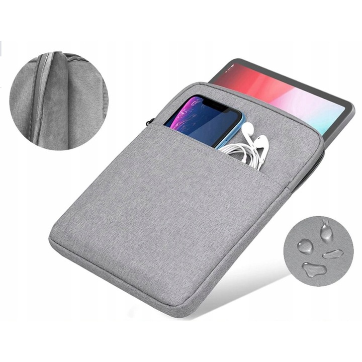 Etui pentru tableta EtuiTab, 11.6", gri, material waterproof, dimensiuni externe 26,4x21x2cm, cu compartimente suplimentare