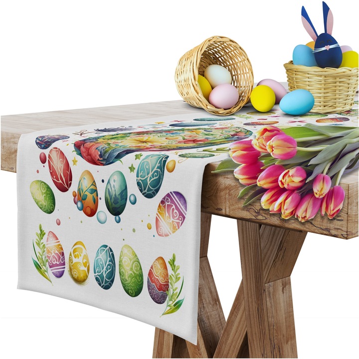 Napron de masă HomeView, 40x140cm, multicolor, 100% poliester, impermeabil, rezistent la pete