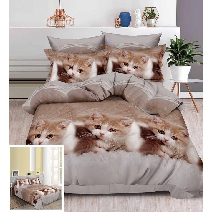 Lenjerie pat 3D fara elastic 6 piese Nitro SD001