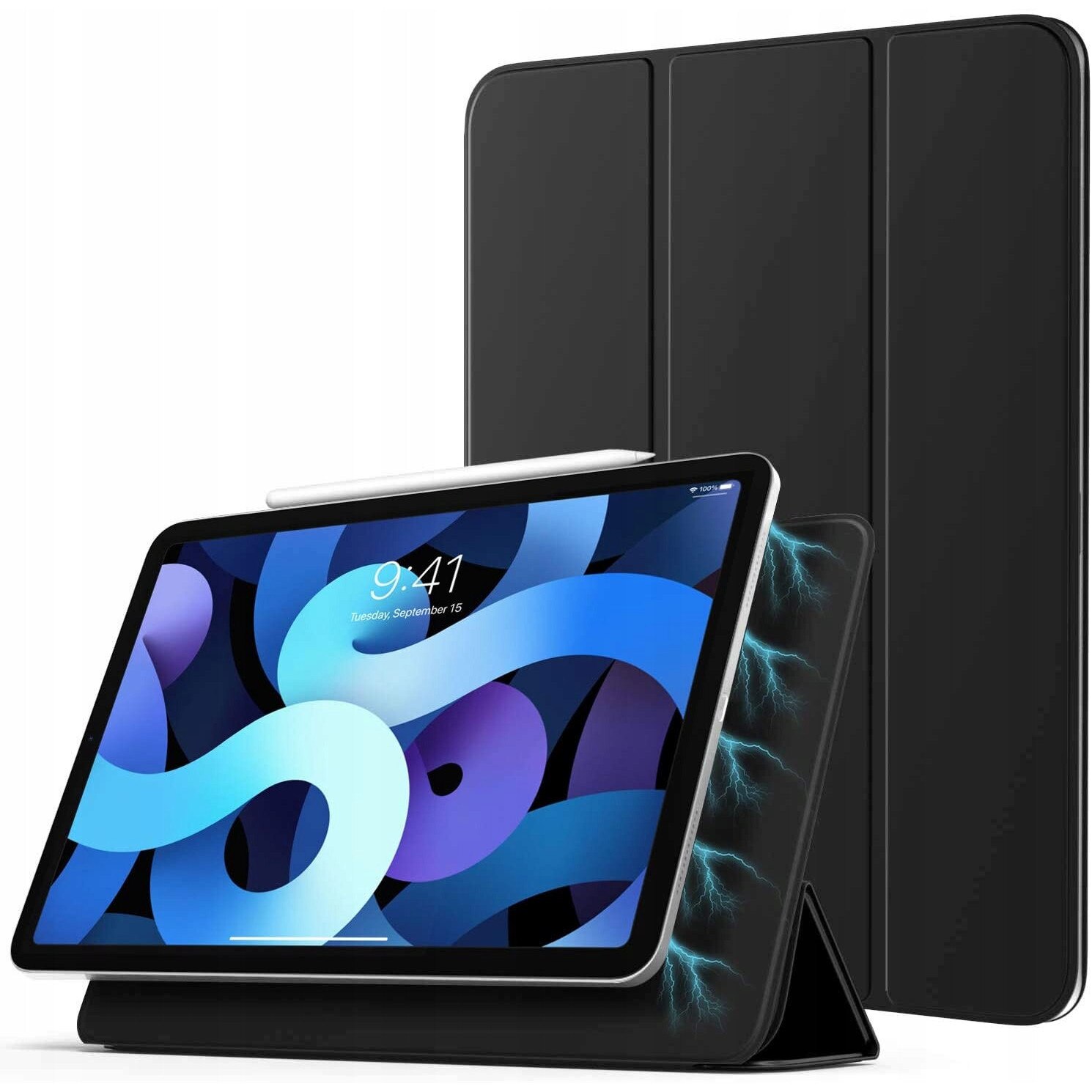 Husa tableta EtuiTab pentru Apple iPad Air 11 2024 / Air 4/5 10.9, ecologica, cu functie de suport, culoare neagra