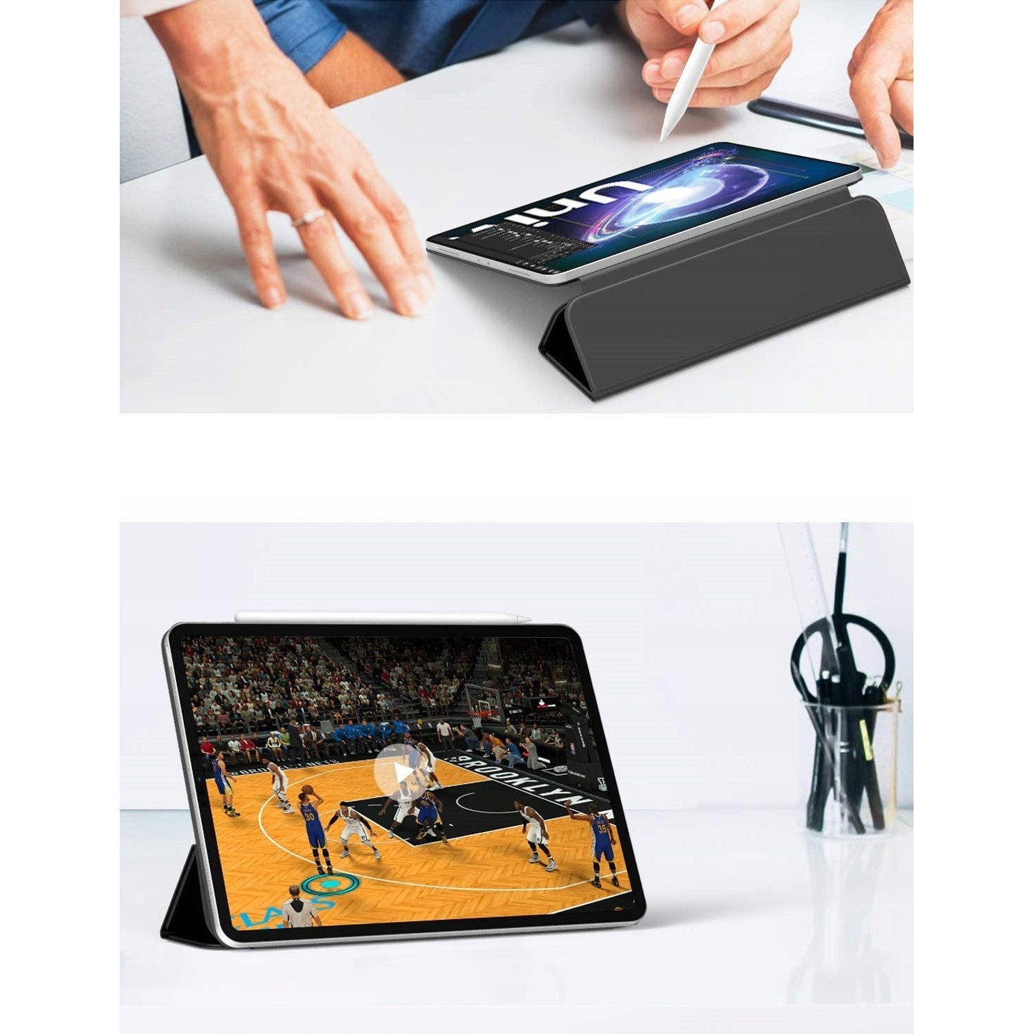 Husa tableta EtuiTab pentru Apple iPad Air 11 2024 / Air 4/5 10.9, ecologica, cu functie de suport, culoare neagra