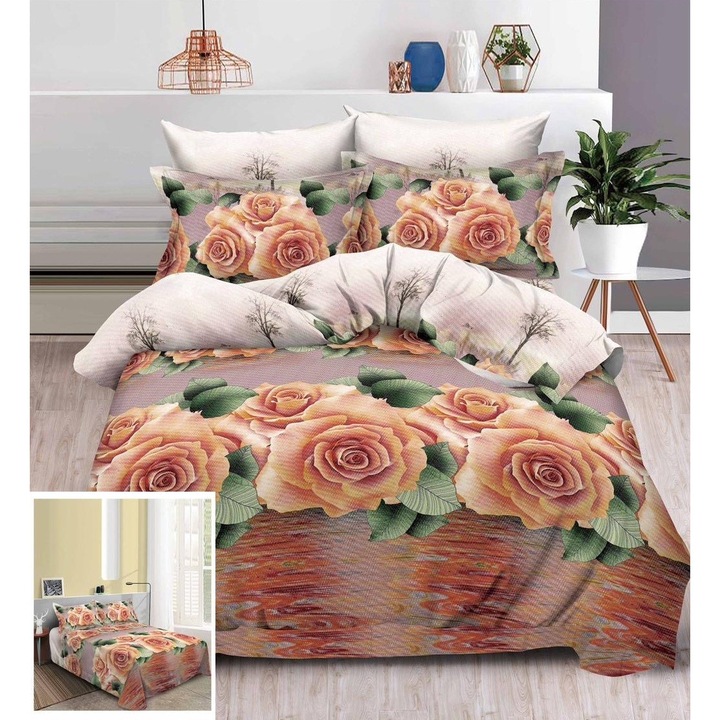 Lenjerie pat 3D fara elastic 6 piese Fox SD022