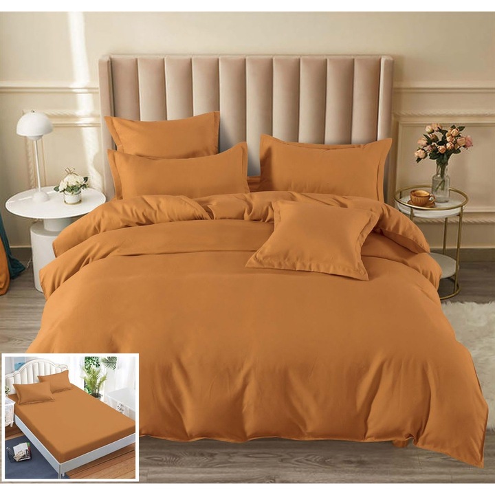 Egyszínű ágynemű gumis lepedővel, 6 részes, Lurpy UE034