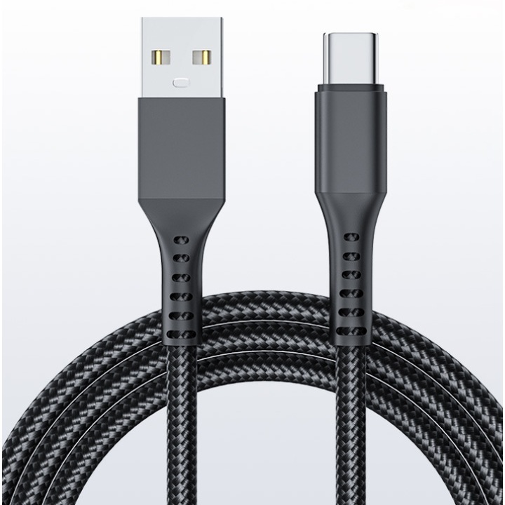 Кабел за бързо зареждане USB-C - USB-A, многоцветен, защита против скъсване, универсален, подходящ за телефон, външна батерия, лаптоп
